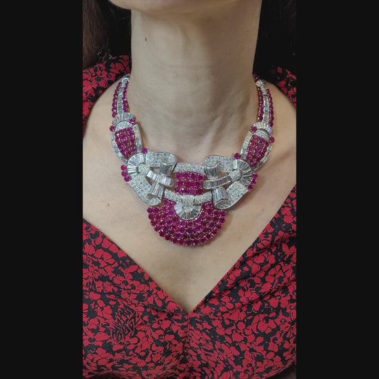 Captivating Burmese Ruby Necklace with Diamond Accents