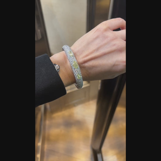 Bulgari Yellow Diamond Pave Bombe Cuff Bangle Bracelet