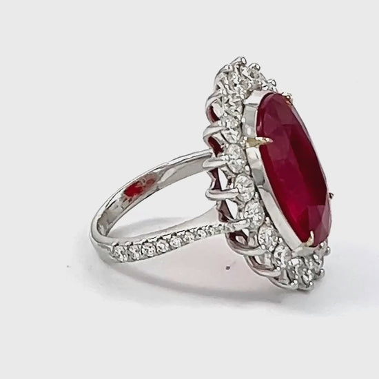 Spectra Fine Jewelry 12.63 ct. Oval Ruby Diamond Cocktail Engagement Ring