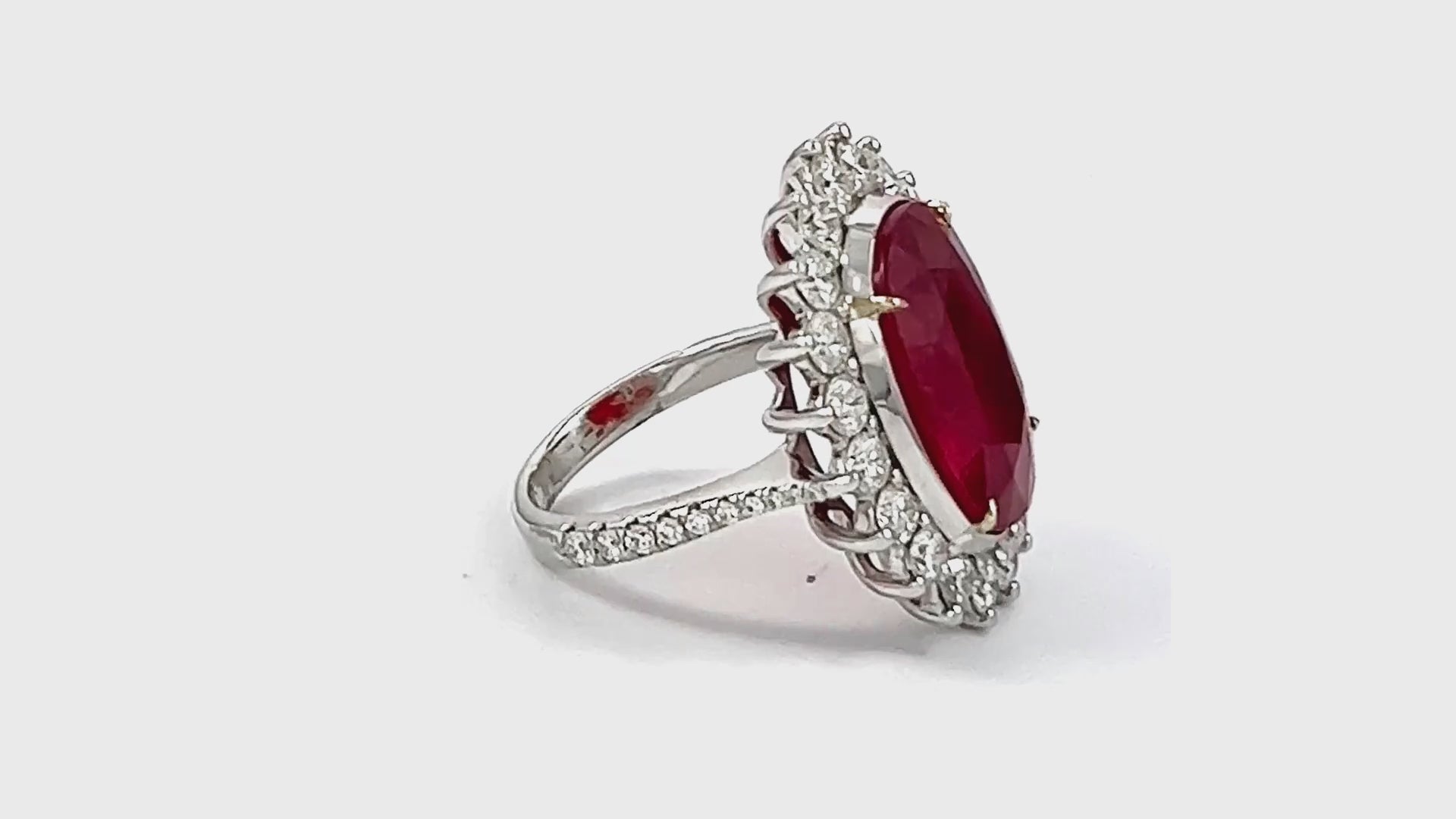 Spectra Fine Jewelry 12.63 ct. Oval Ruby Diamond Cocktail Engagement Ring