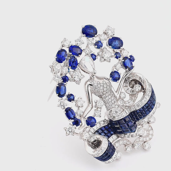 Van Cleef & Arpels Palais de la Chance 'Virgo' Brooch with Mystery-set Sapphires