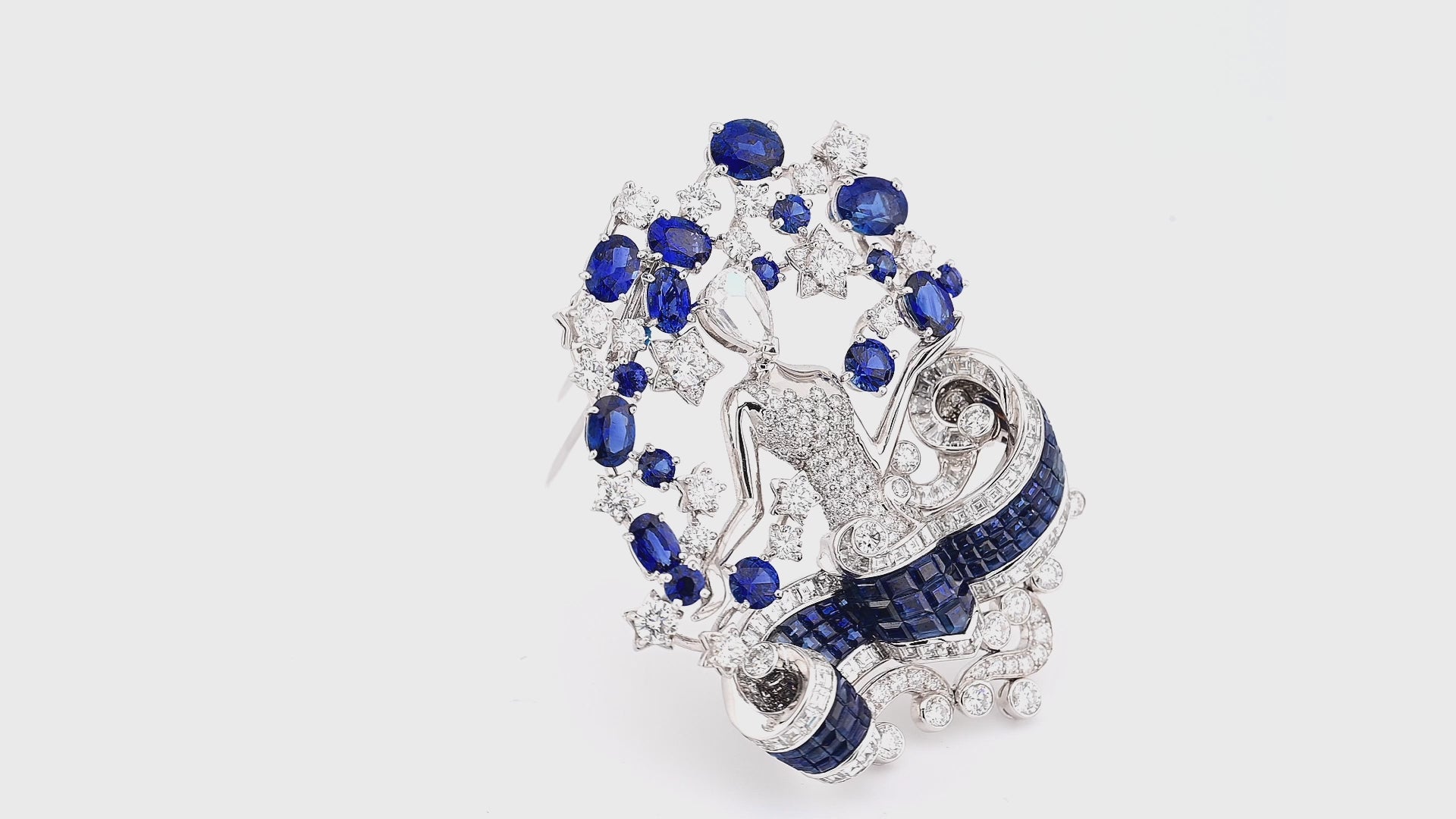 Van Cleef & Arpels Palais de la Chance 'Virgo' Brooch with Mystery-set Sapphires