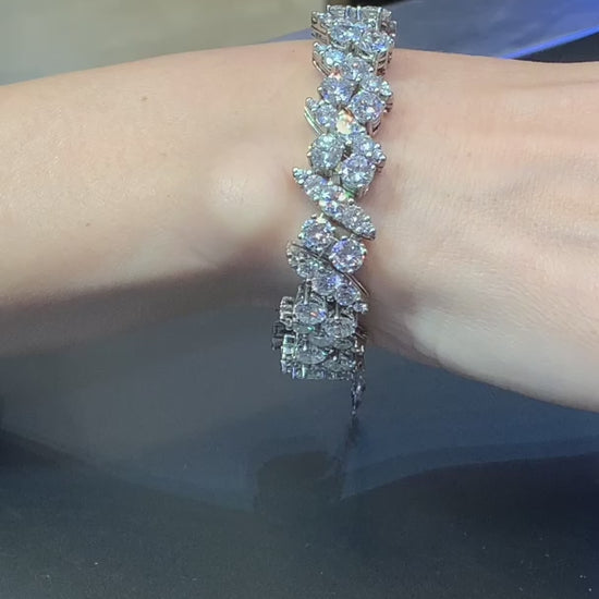 Contemporary Diamond Crosshatch Eternity Tennis Bracelet