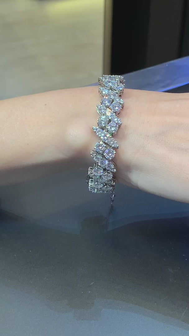 Contemporary Diamond Crosshatch Eternity Tennis Bracelet