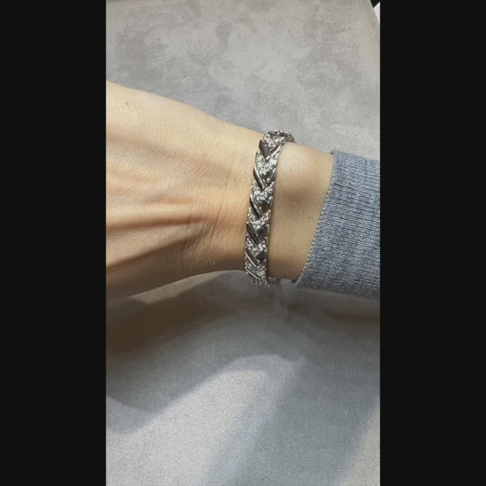 Alternating Diamond and 14kt White Gold Bracelet