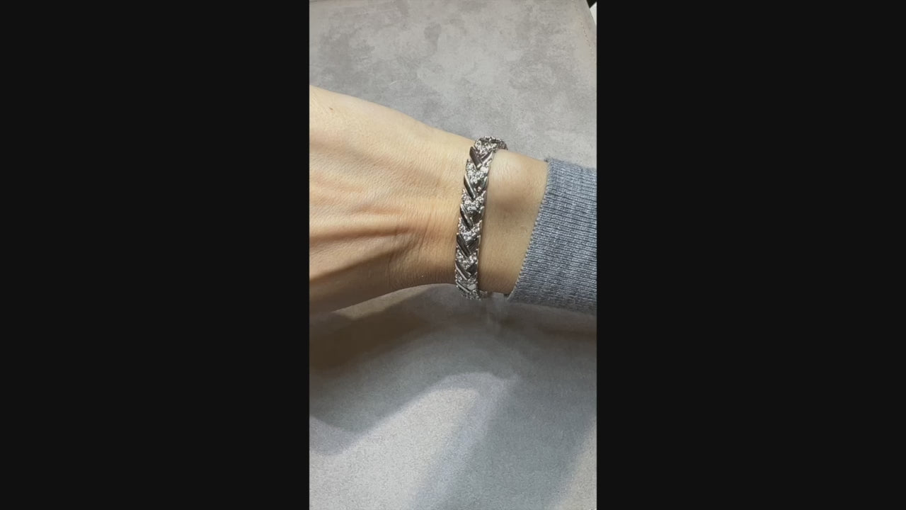 Alternating Diamond and 14kt White Gold Bracelet