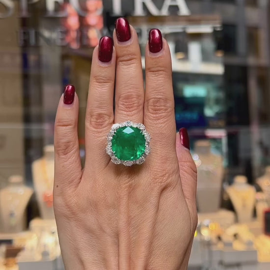 Spectra Fine Jewelry 23.51-Carat Certified Colombian Emerald Ring