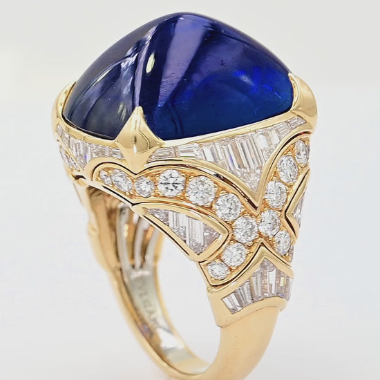 Bulgari 35.72 ct. Ceylon Sapphire Diamond 18K Yellow Gold Ring