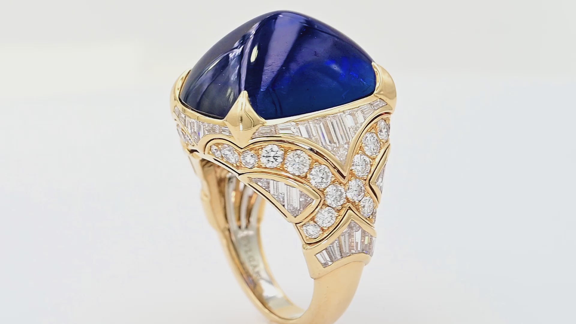 Bulgari 35.72 ct. Ceylon Sapphire Diamond 18K Yellow Gold Ring