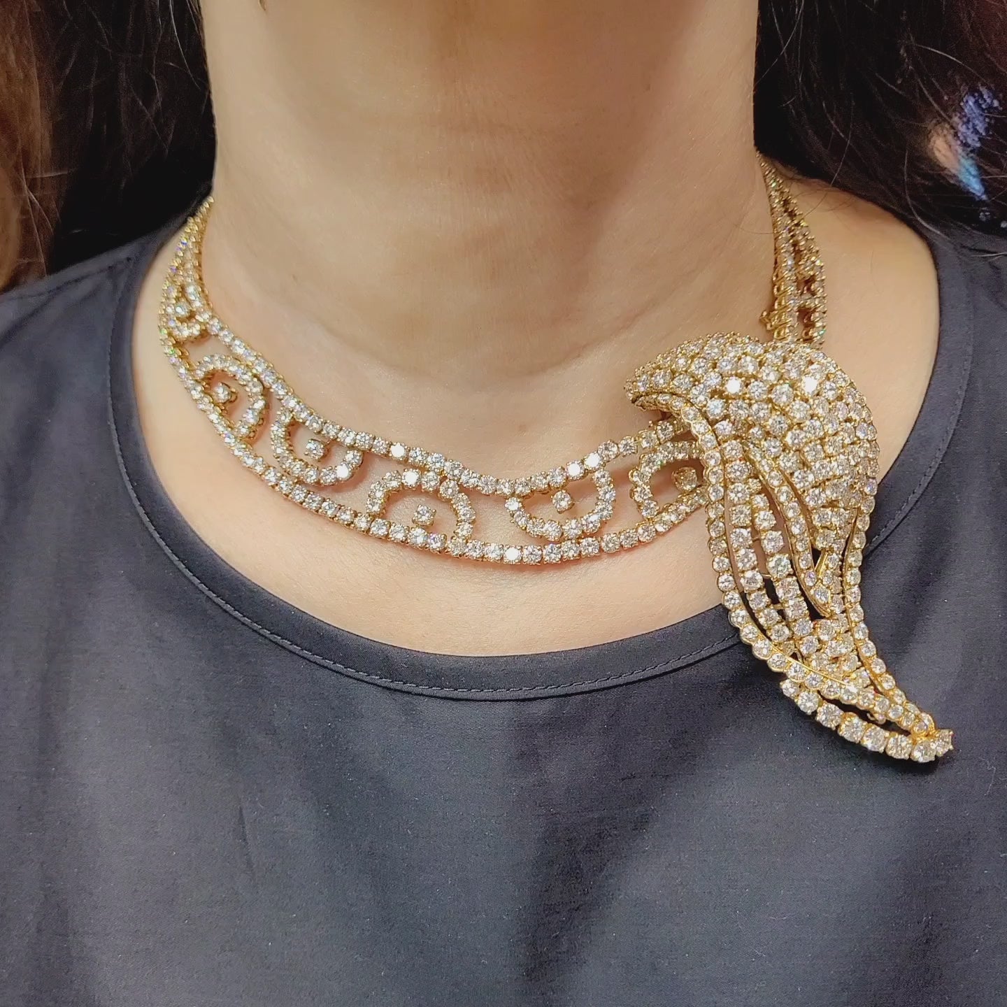 M.Gerard Vintage Diamond Convertible Brooch Necklace