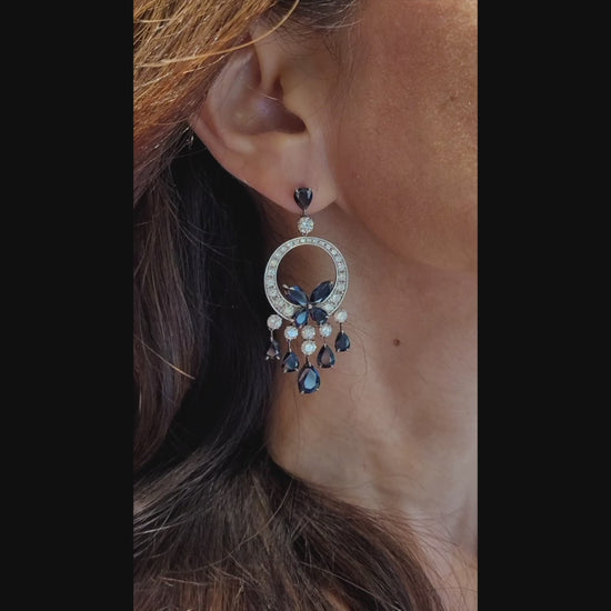 Spectra Fine Jewelry Diamond Sapphire Sevillana Chandelier Earrings