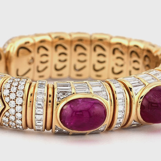 Bulgari Rubies and Diamonds Bracelet in 18k Gold | SSEF Certified