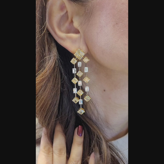 Spectra Fine Jewelry Yellow White Diamond Chandelier Drop Earrings