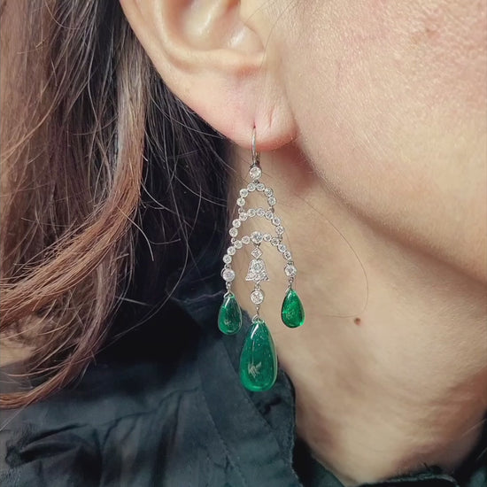 Spectra Fine Jewelry's Emerald Diamond Chandelier Earrings