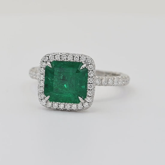 Spectra Fine Jewelry 2.69 Colombian Emerald Diamond Platinum Ring