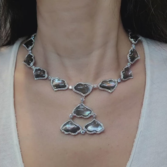 Radiant Reflections: Ambrosi Mother-of-Pearl Diamond Necklace