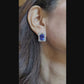 14.40 cts. Sapphire Diamond Halo Platinum Stud Earrings | Spectra Fine Jewelry