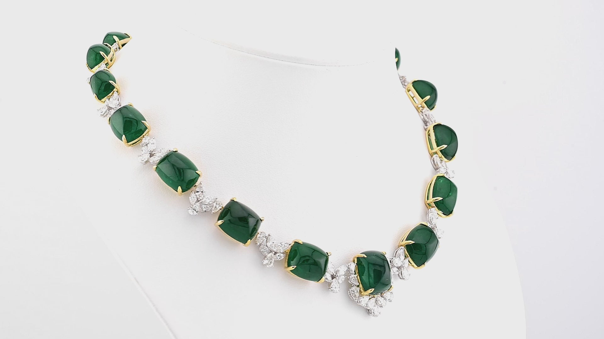 Spectra Fine Jewelry 141.04 cts. Colombian Emerald Diamond Necklace