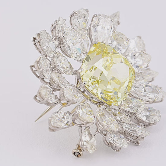 Vintage Bulgari Fancy Intense Yellow Diamond Brooch