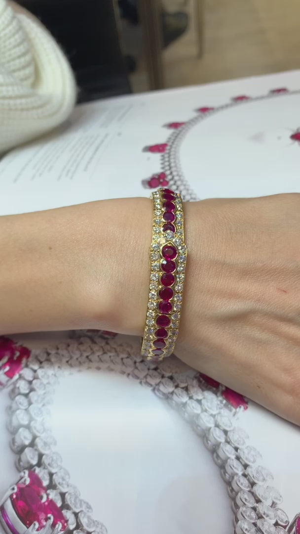 Ruby and Diamond Bracelet Inspired by French Haute Joaillerie and Art Moderne