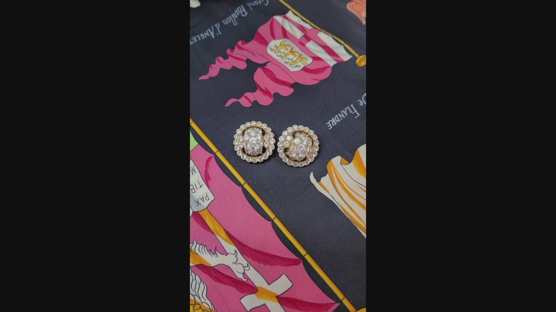 Van Cleef & Arpels Vintage Diamond Halo Button Clip Earrings