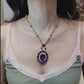 Siberian Amethyst & Pearl Victorian Revival Lavalier Necklace