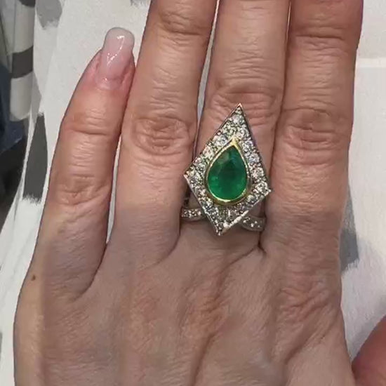 Spectra Fine Jewelry 3.0 ct. Emerald Diamond Pyramid Cocktail Ring