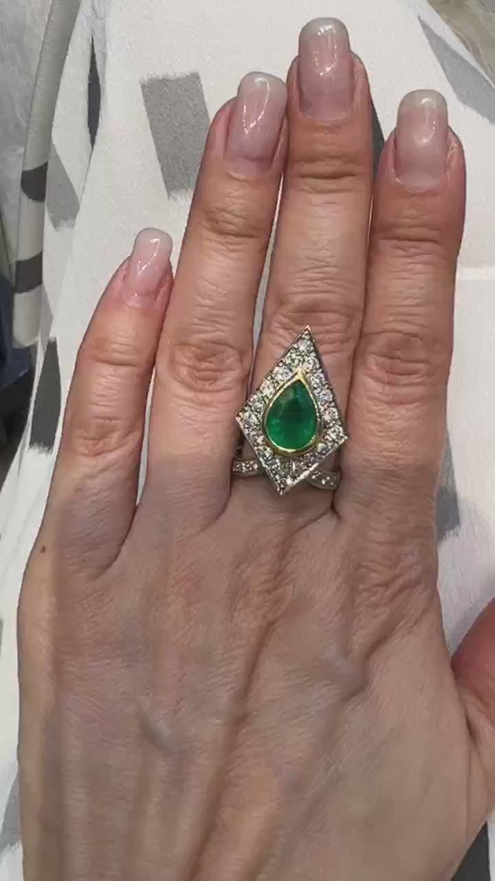 Spectra Fine Jewelry 3.0 ct. Emerald Diamond Pyramid Cocktail Ring