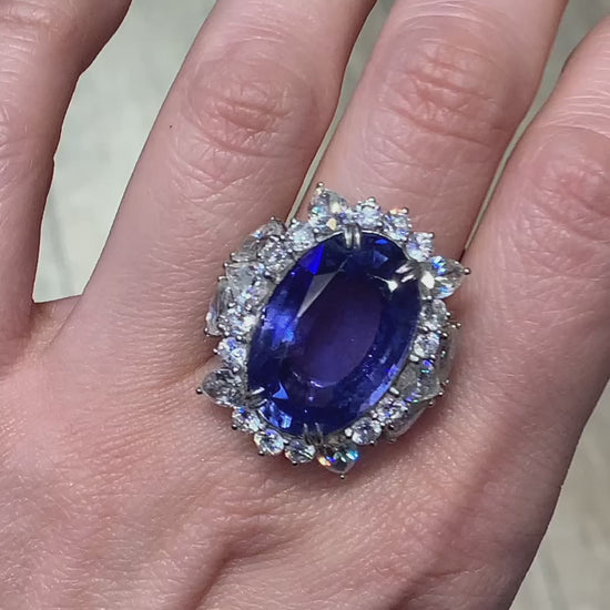 Spectra Fine Jewelry Ceylon Sapphire Diamond Cocktail Engagement Ring 26.19ct