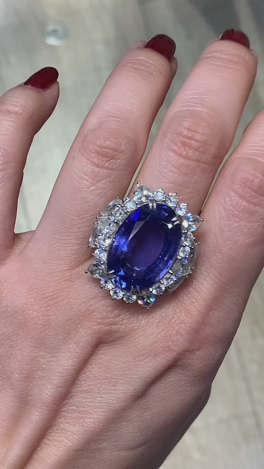 Spectra Fine Jewelry Ceylon Sapphire Diamond Cocktail Engagement Ring 26.19ct