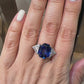 Spectra Fine Jewelry 7.80 ct. Burmese Sapphire Diamond Three-Stone Engagement Ri