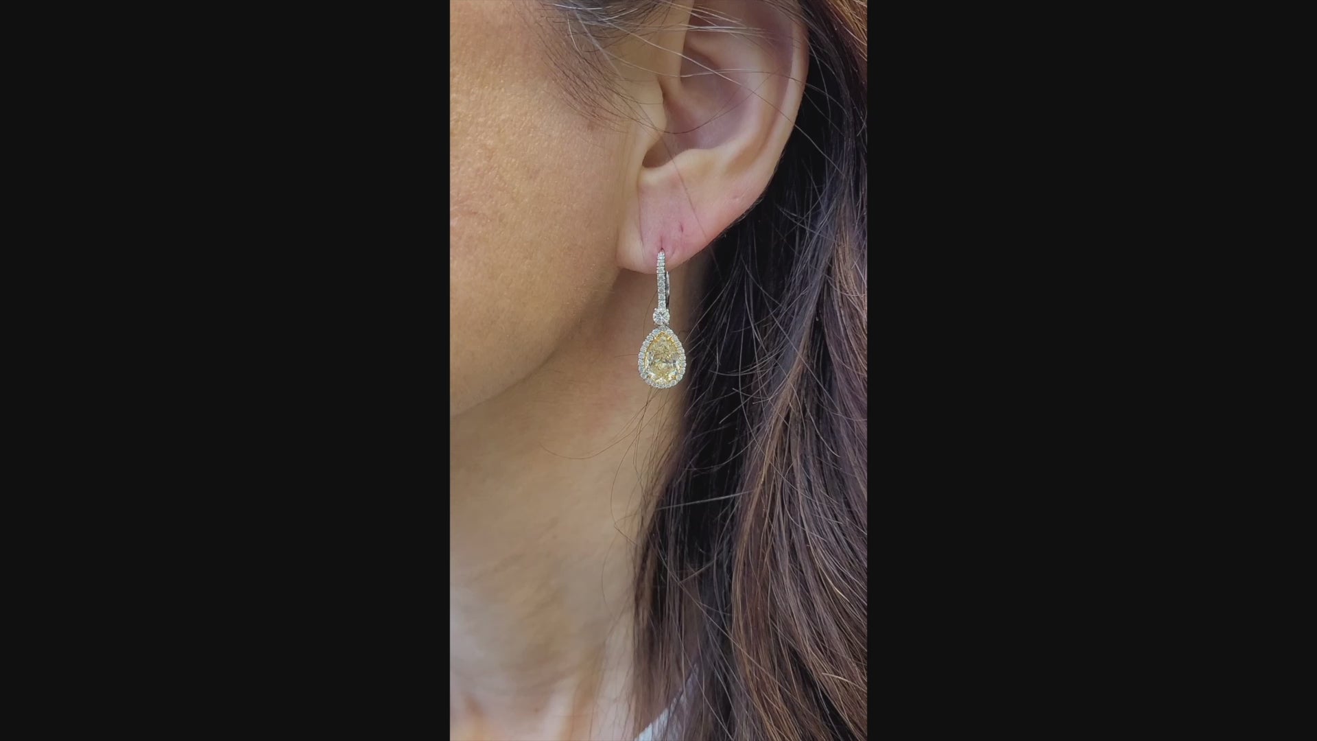 Spectra Fine Jewelry GIA Certified Yellow Diamond Halo Drop Earrings