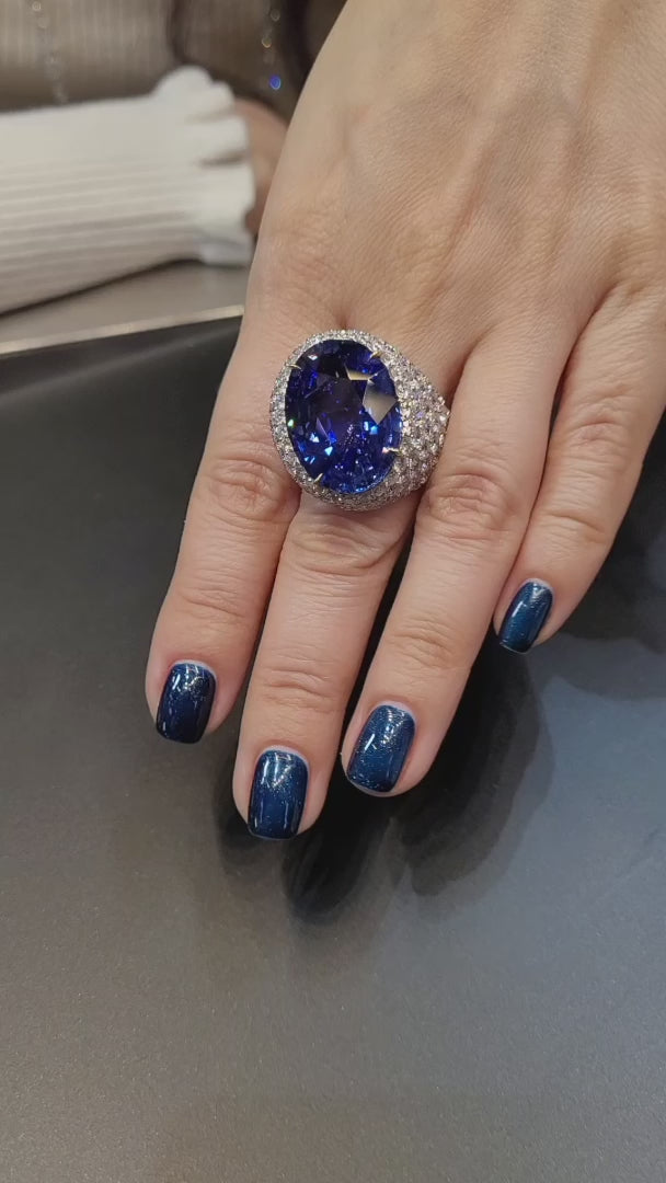 Spectra Fine Jewelry 29.83 ct. Sapphire Diamond Cocktail Bombe Ring