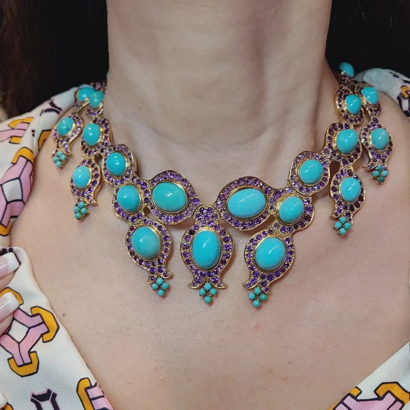 René Boivin 'Algues' Turquoise Amethyst Necklace, 1965